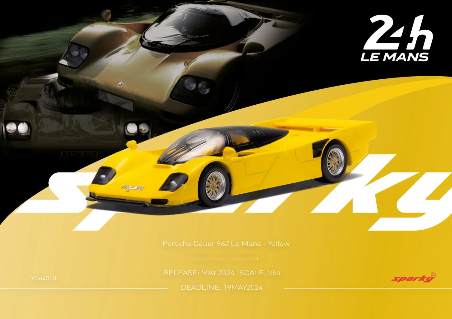 Spark Model - Porsche Dauer 962 Le Mans Yellow Street Version - Scala 1/64 YO64010