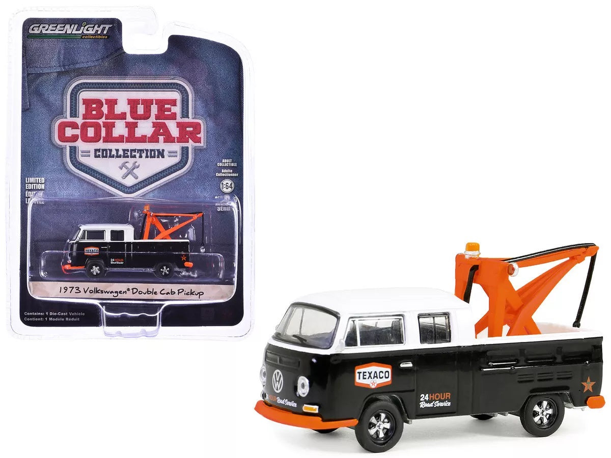 Greenlight - Texaco Road Service 1973 Volkswagen Double Cab Wrecker Blue Collar - Greenlight - Scale 1/64