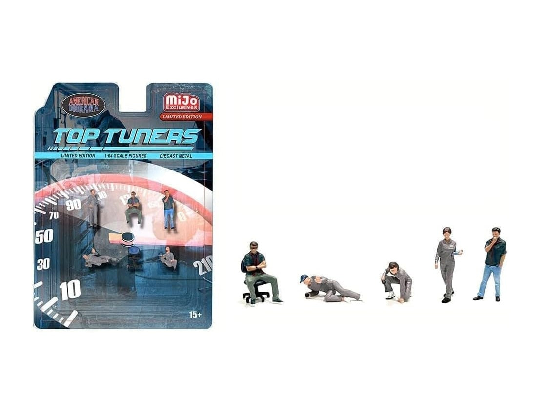 American Diorama - Top Tuners 6 Piece Diecast Figure Set (5 Figures, 1 Chair) Car Not Included - MiJo Exclusives - Scala 1/64 AD-2412MJ