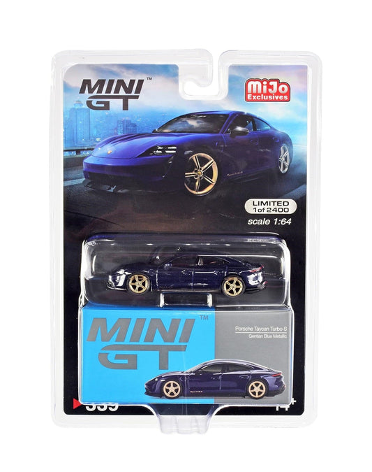 Mini GT - Porsche Taycan Turbo S Gentian Blue Metallic MiJo Exclusives - Scala 1/64 MGT00339-MJ