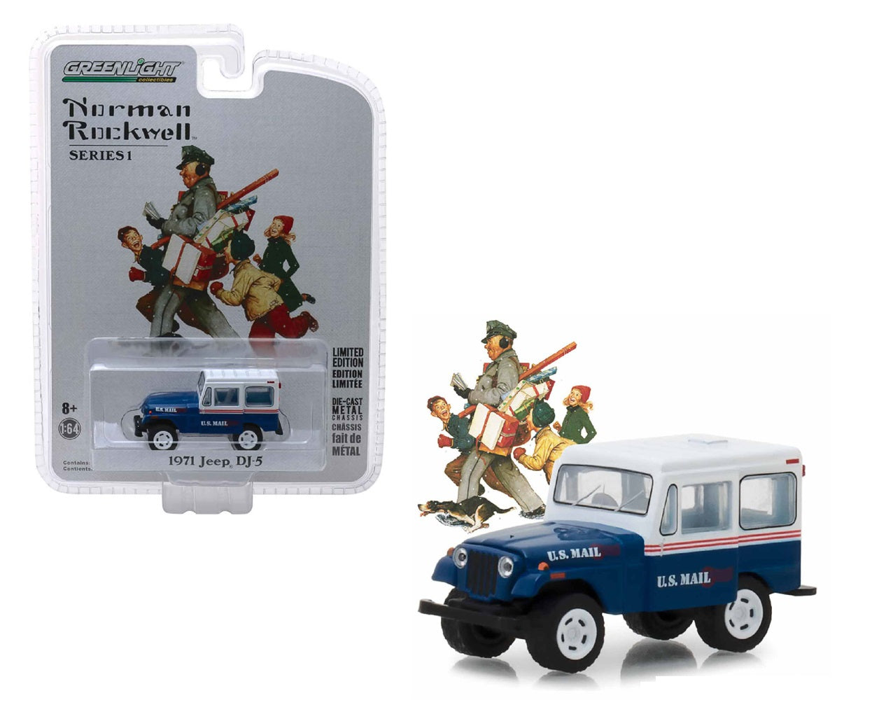 Greenlight - 1971 Jeep DJ-5 US Mail Norman Rockwell Series 1 - Scale 1/64