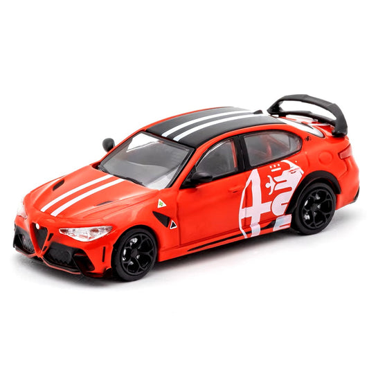 DCT Romeo Giulia GTAm red with white stripes - 1/64 Scale