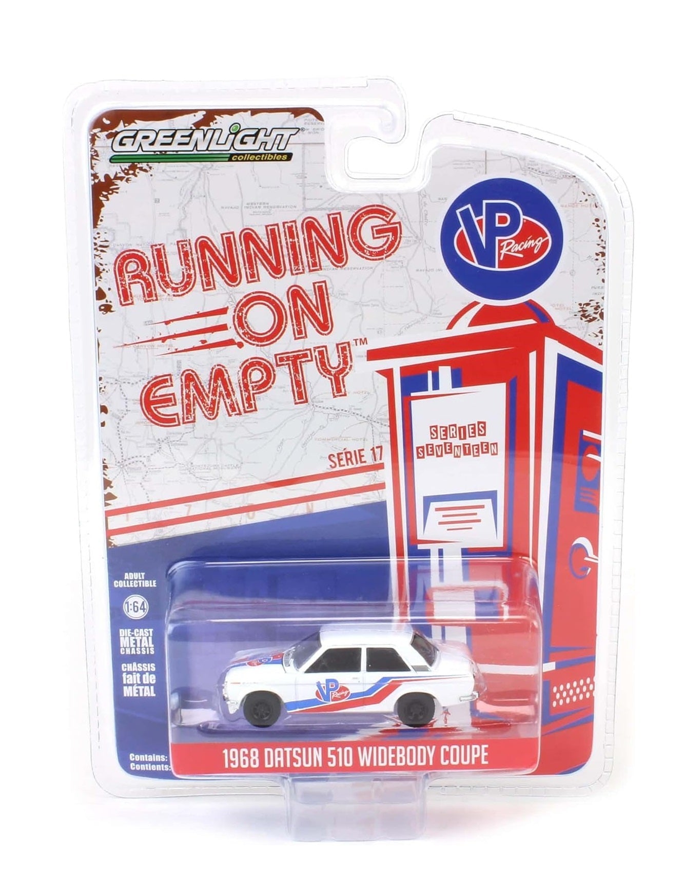 Greenlight - 1968 Datsun 510 Widebody Coupe VP Racing Fuel Series Running On Empty - Scala 1/64