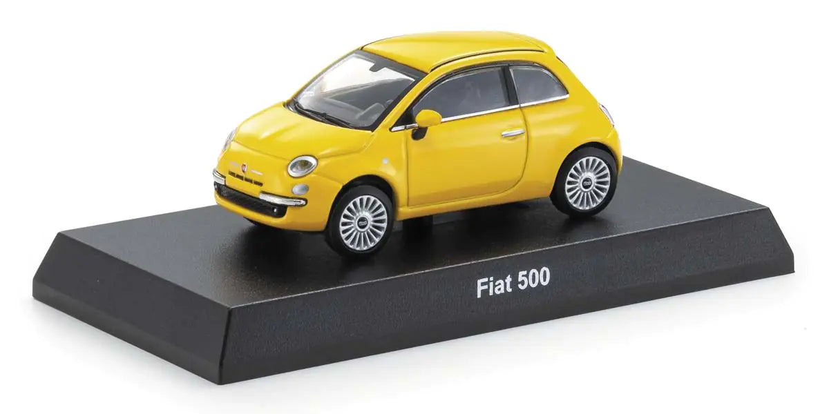 Kyosho - Fiat 500 2007 Yellow - Mini Car &amp; Book - Scale 1/64