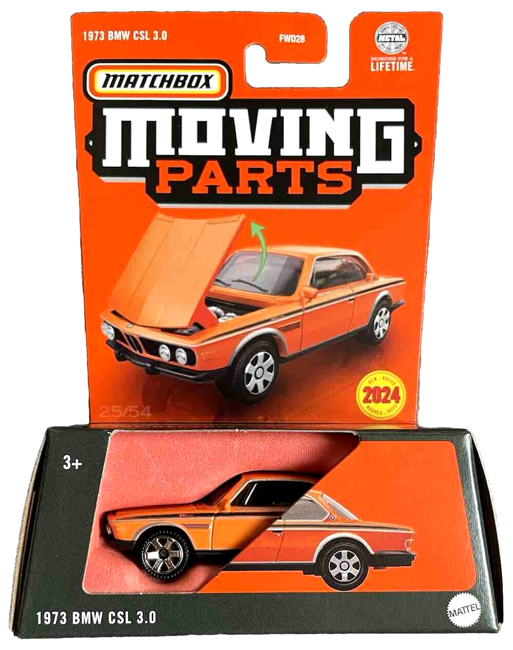 Matchbox - BMW CSL 3.0 1973 Orange - Matchbox Moving Parts - Scala 1/64 Circa