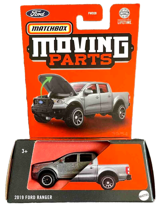 Matchbox - Ford Ranger 2019 Silver - Matchbox Moving Parts - Scale 1/64 Approx